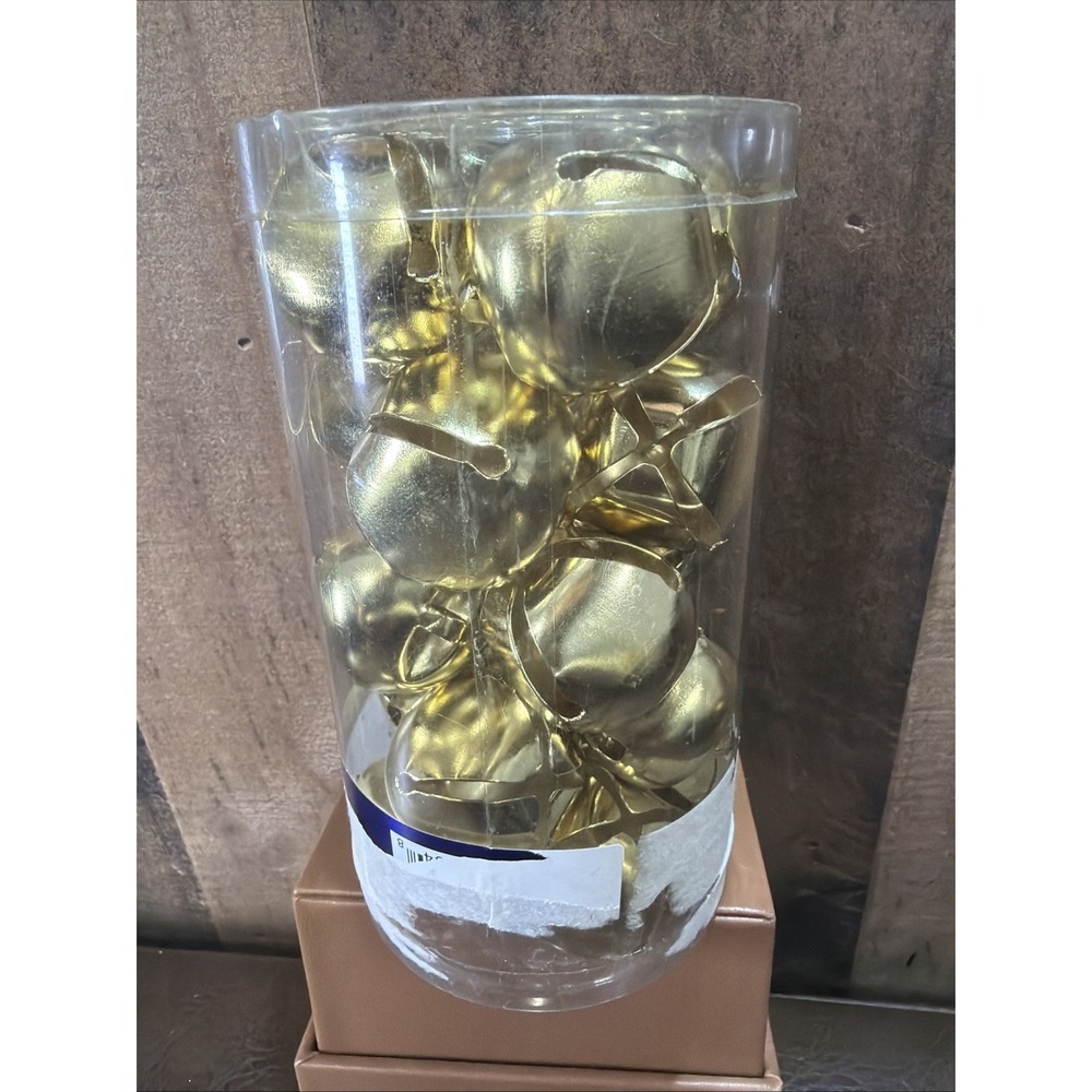Lot of 20 Gold Jingle Bells 1.5" Large Metal Christmas Craft Ornaments Decor
